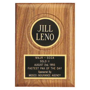 Jewelers Black Laserable Black Plate and 2 1/2" Disc on an American Walnut Plaque- Sheffield Series