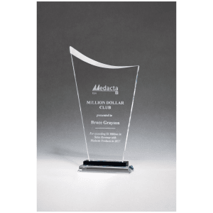 5" x 8 1/2" Contemporary Clear Glass Award with Pedestal Base