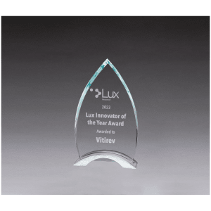 4 3/4" x 8" x 3/8" Thick Flame Series Clear Glass Top with Brushed Silver  Aluminum Base