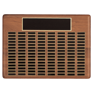 22" x 30"/Plates 7/8" x 2 3/4" American Walnut 120 Plate Perpetual Plaque with Black Brass Plated Steel