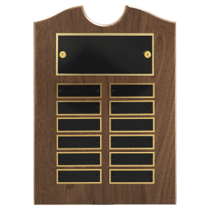 9" x 12" American Walnut Roster Plaque w/ 12 Plates