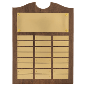 11" x 15"/Plates 7/8" x 2 3/4" American Walnut 24 Plate Perpetual Plaque with Brushed Brass Plates