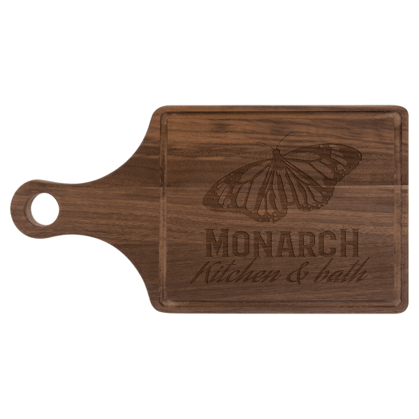 13 1/2" x 7" Walnut Cutting Board Paddle Shape with Drip Ring