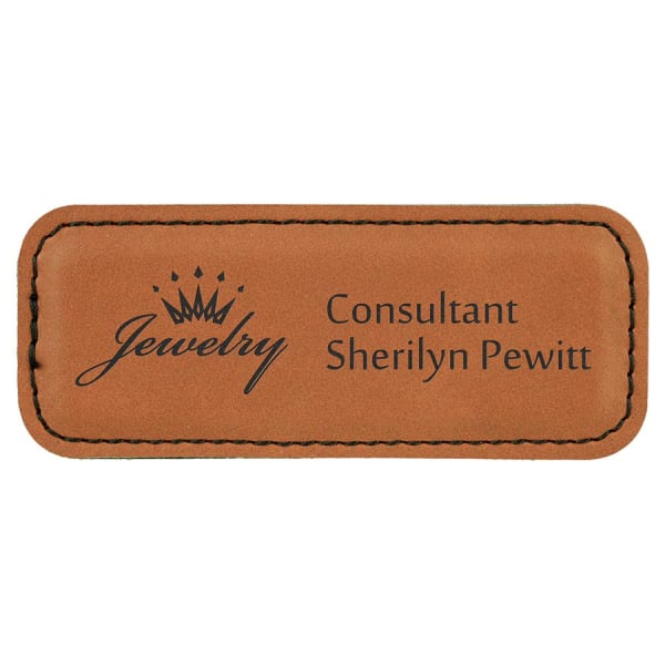 3 1/4" x 1 1/4" Laserable Leatherette Badge Blank with Magnet - Image 4