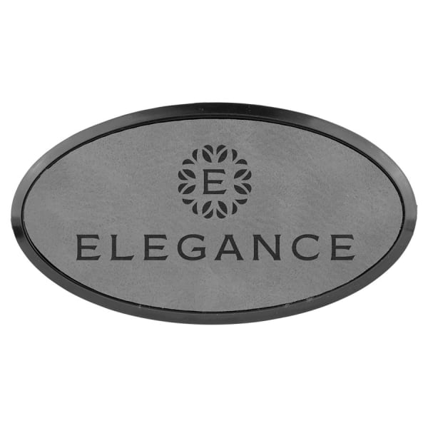 3" x 1 1/2" Laserable Leatherette Oval Badge & Frame - Image 5