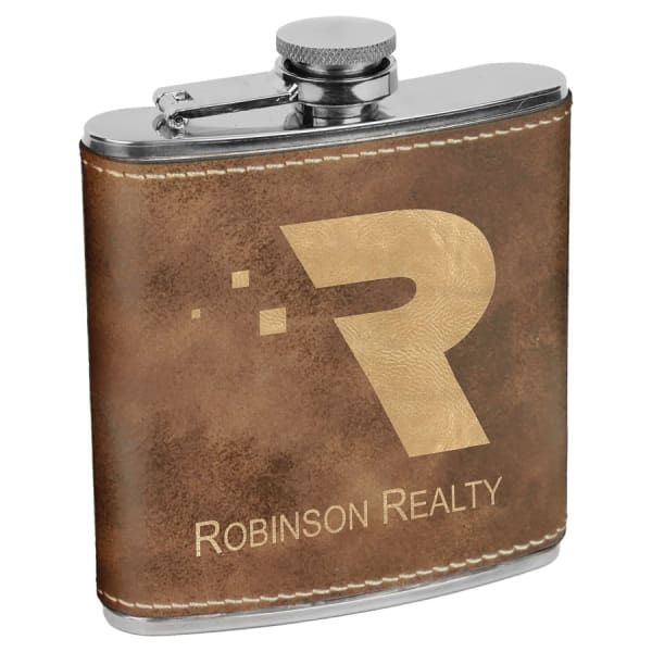 6 oz. Laserable Leatherette Stainless Steel Flask - Image 8