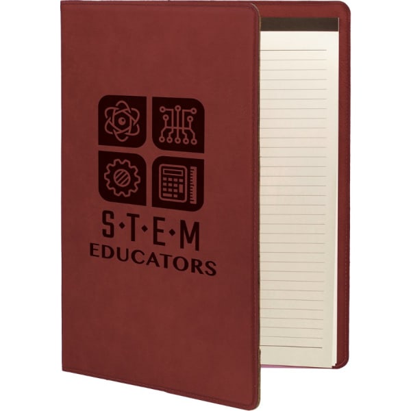 9 1/2" x 12" Rose Laserable Leatherette Portfolio with Notepad