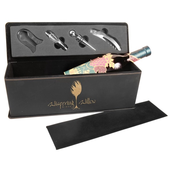 Laserable Leatherette Single Wine Box with Tools - Image 3