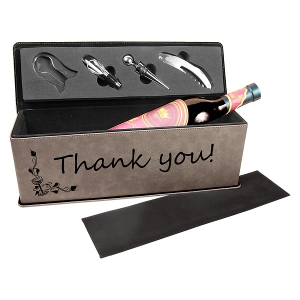 Laserable Leatherette Single Wine Box with Tools - Image 5