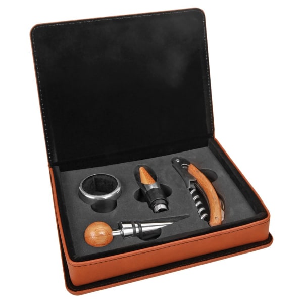 Laserable Leatherette 4-Piece Wine Tool Set - Image 4