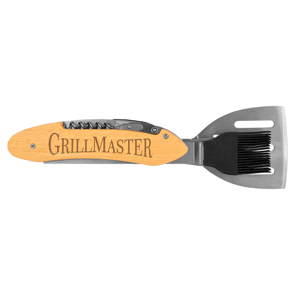 11 1/2" Wood 5-in-1 BBQ Tool