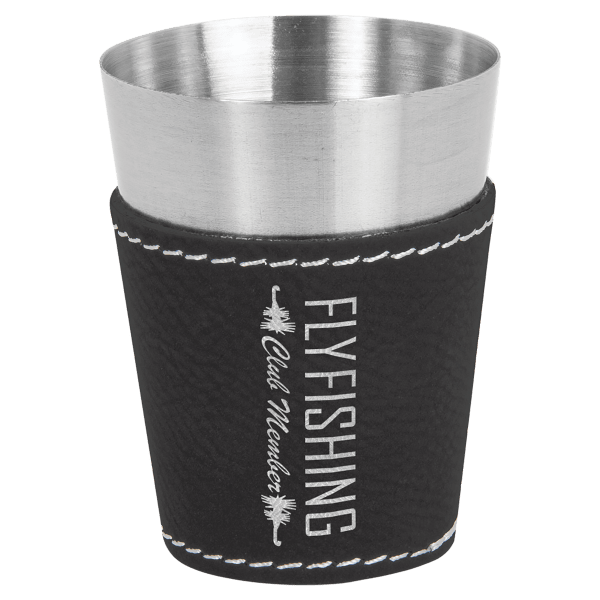 2 oz. Laserable Leatherette & Stainless Steel Shot Glass - Image 6