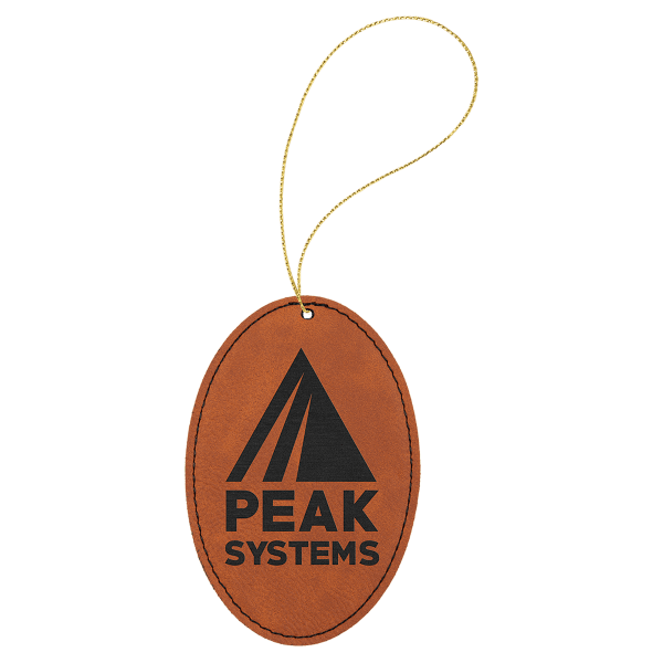 Laserable Leatherette Oval Ornament with String - Image 3