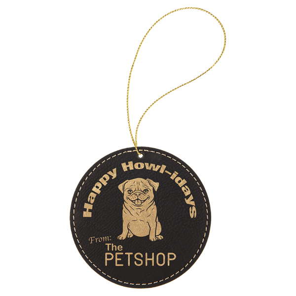 Laserable Leatherette Round Ornament with String - Image 3
