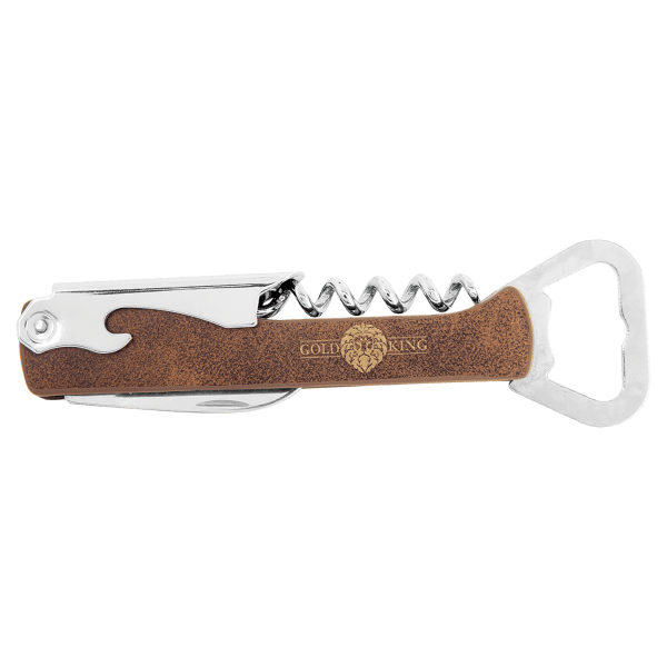 Rustic/Gold Laserable Leatherette Wine Bottle Opener