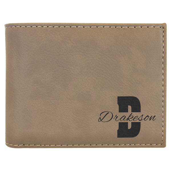 Laserable Leatherette Bi-Fold Wallet w/Flip ID Display