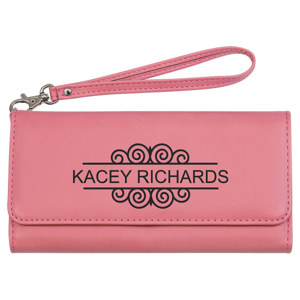 7 1/2" x 4" Laserable Leatherette Wallet with Strap - Image 5