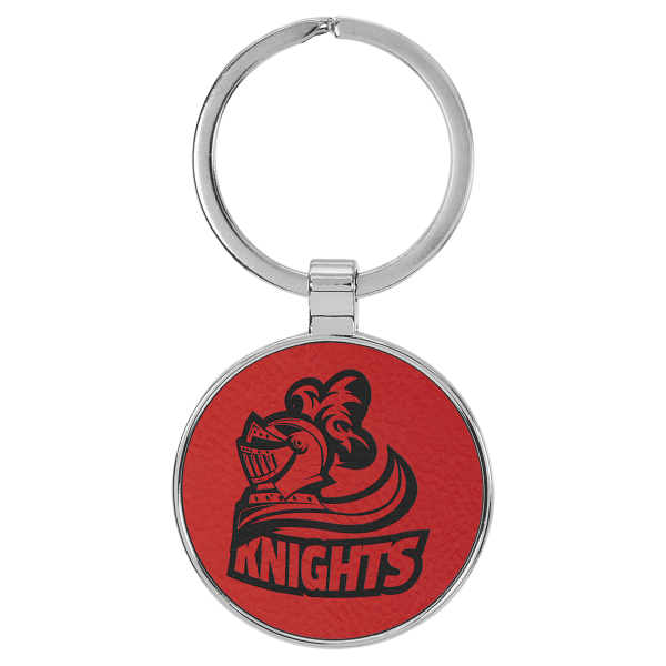 1 1/2" Laserable Leatherette/Metal Round Keychain - Image 12