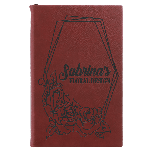 5 1/4" x 8 1/4" Laserable Leatherette Sketch Book with Unlined Notepad - Image 16