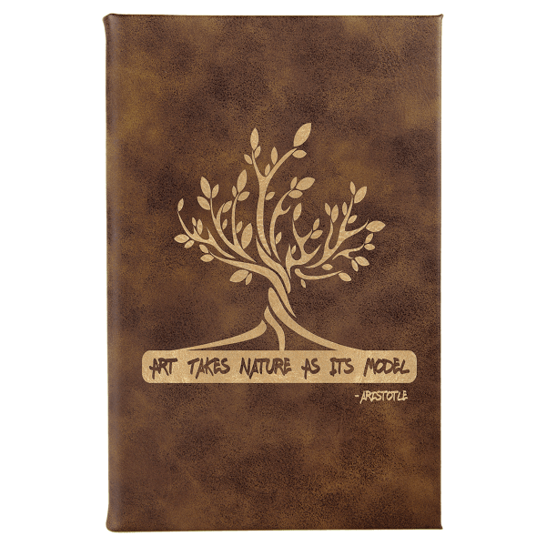 5 1/4" x 8 1/4" Laserable Leatherette Sketch Book with Unlined Notepad - Image 8