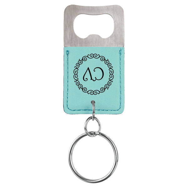 Rectangle Laserable Leatherette Bottle Opener Keychain - Image 10
