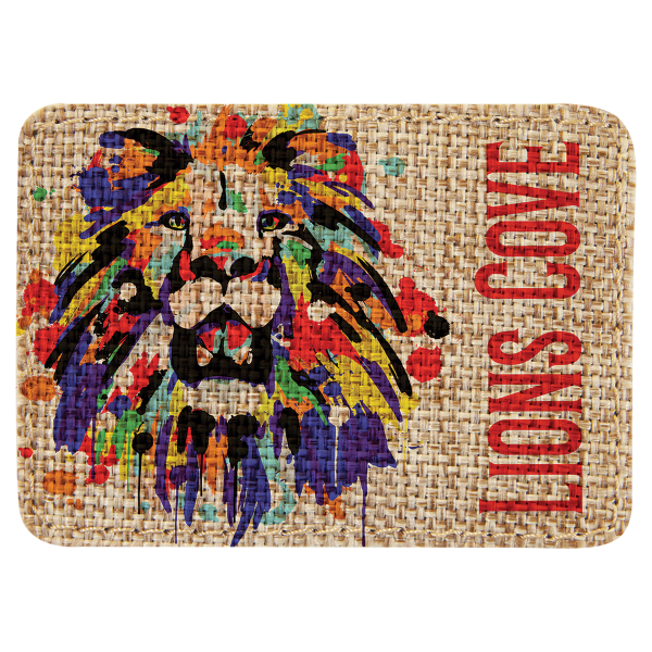 3 1/2" x 2 1/2" Burlap Rectangle Sublimatable Patch with Adhesive