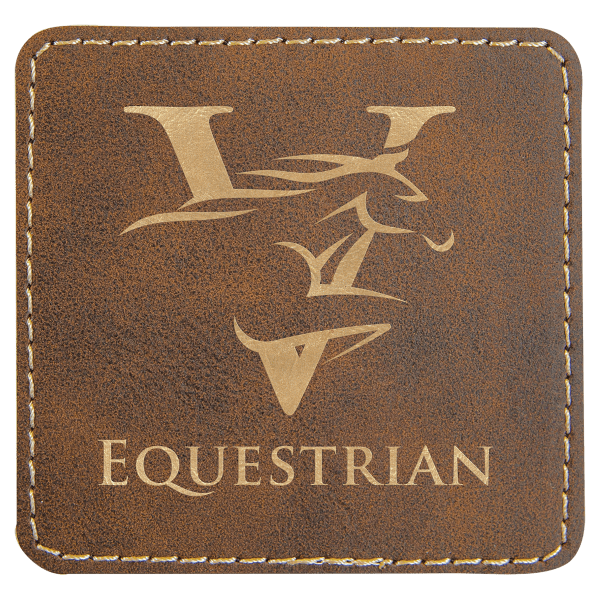 3" x 3" Square Rustic/Gold Laserable Leatherette Patch with Adhesive