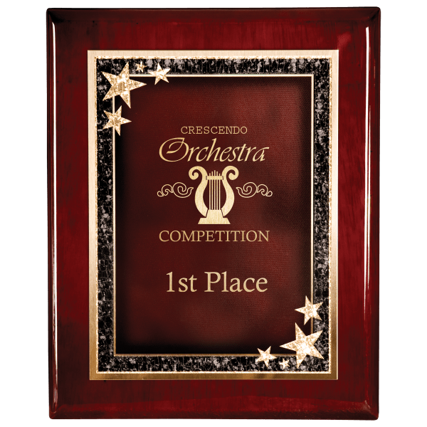 8" x 10" Premium Rosewood Finish Plaque with Red Starburst Plate