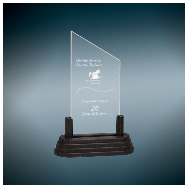 6" Clear Corners Pop-In Acrylic with Gold Pedestal Base