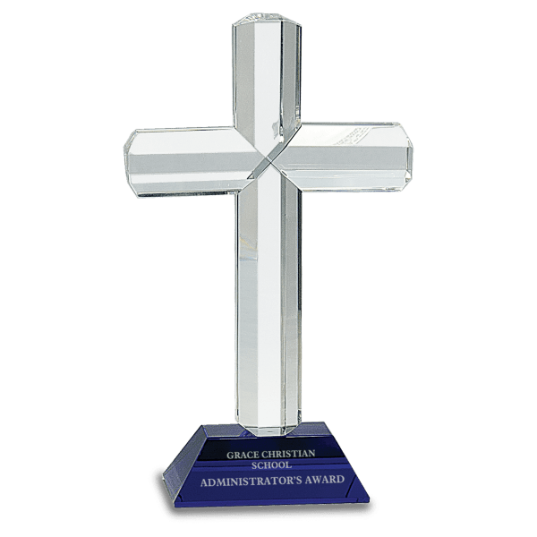 8 1/2" Crystal Cross on Pedestal Base