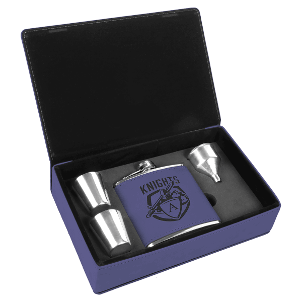 6 oz. Laserable Leatherette Flask Gift Set - Image 9