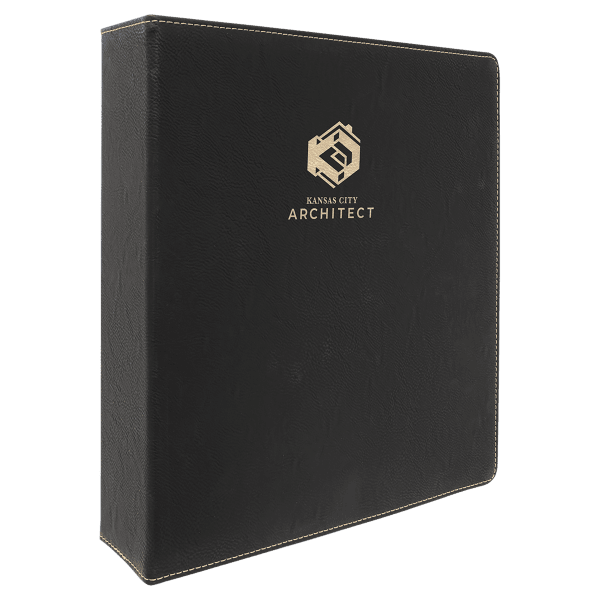 11″ x 11 1/2″ Laserable Leatherette 3 Ring Binder with 2″ Slant D Rings – White/Black