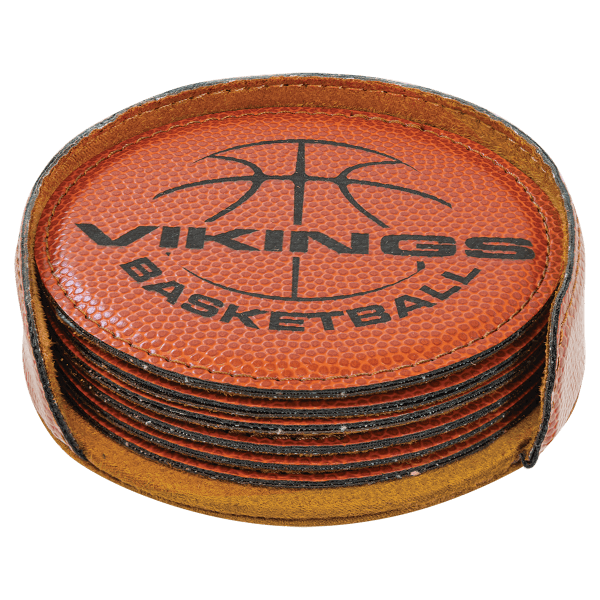 4" Round Laserable Leatherette 6-Coaster Set - Image 29