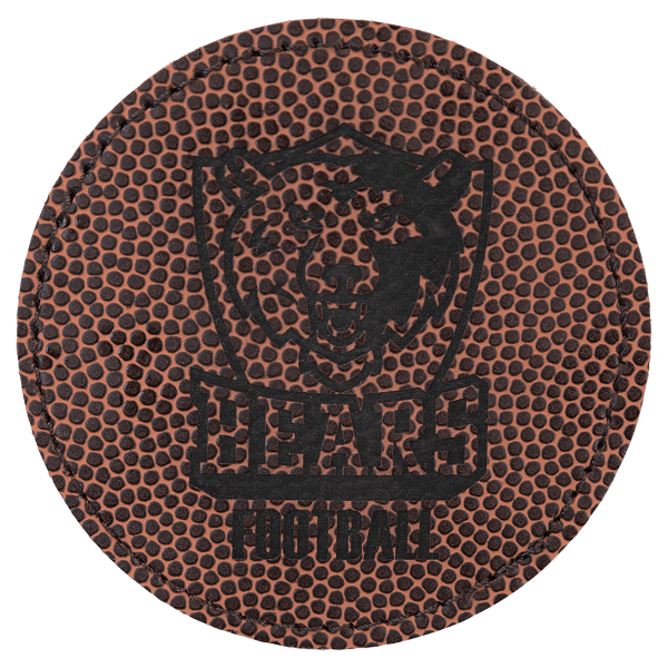 3" Round Football Laserable Leatherette Patch with Adhesive