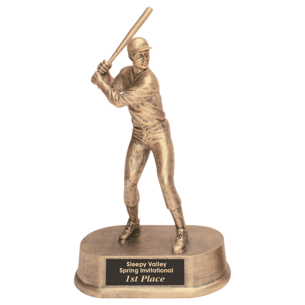 9" Antique Gold Male Baseball Resin