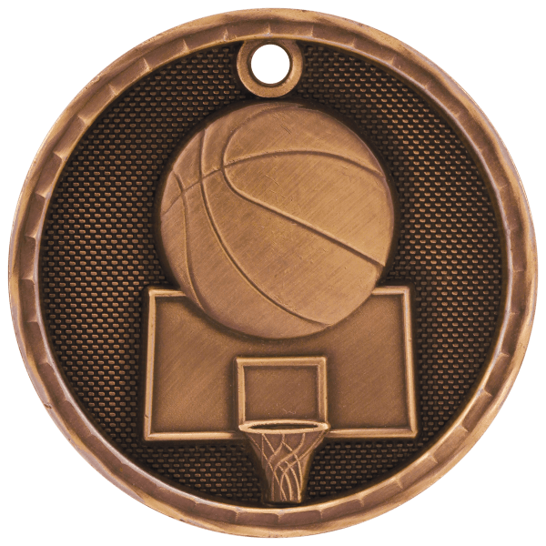 2" Antique Gold 3D Basketball Medal - Image 3