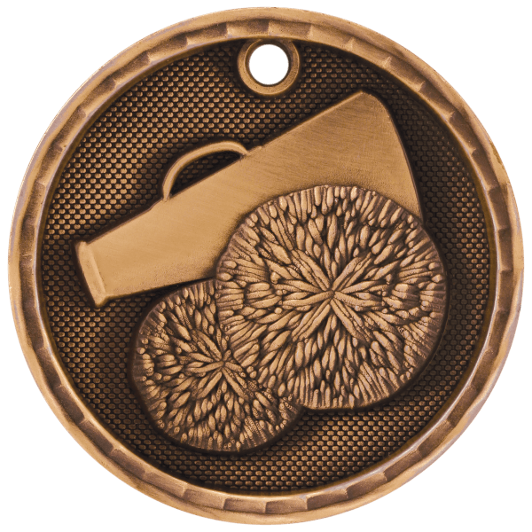 2" Antique Gold 3D Cheer Medal - Image 3
