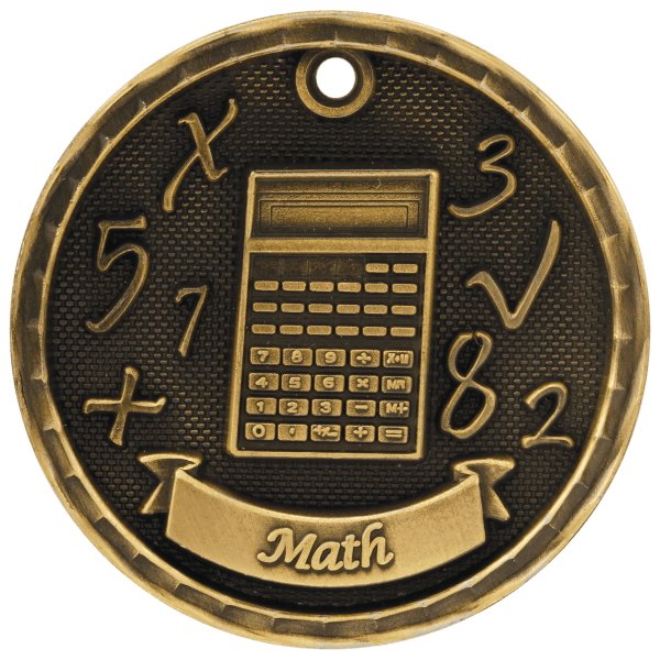 2" Antique Gold 3D Math Medal
