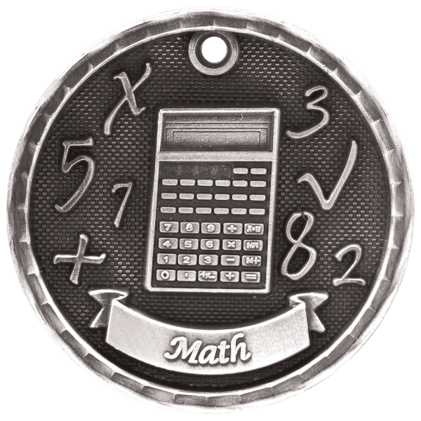2" Antique Gold 3D Math Medal - Image 2