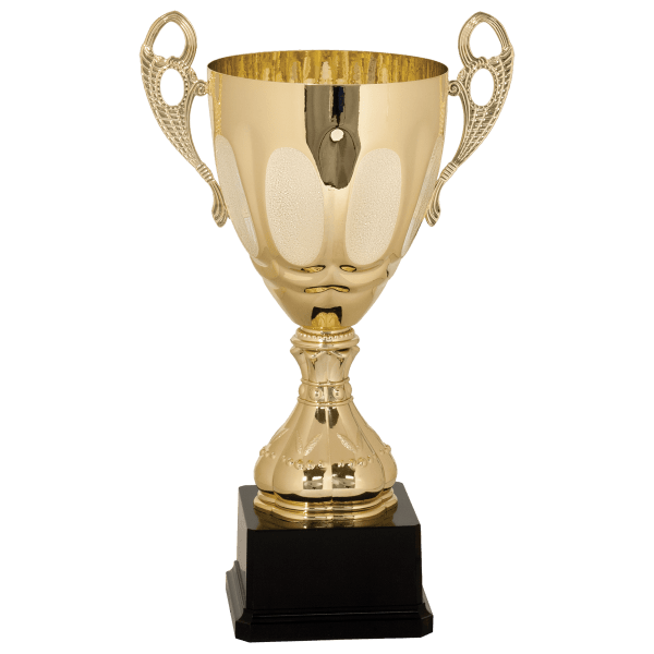 14" Completed Metal Cup Trophy on Plastic Base