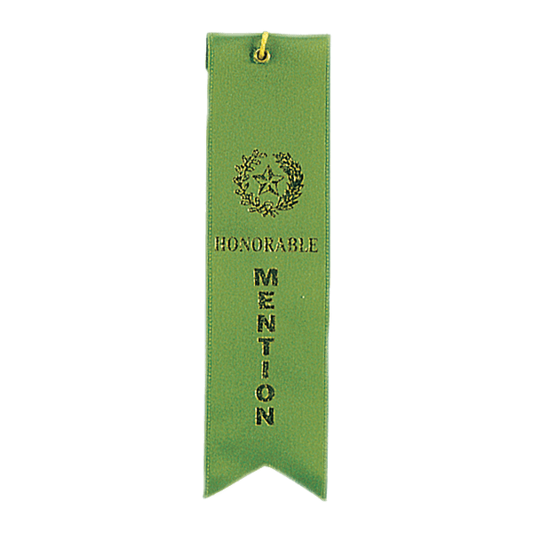 Honorable Mention Green Carded Ribbon with String