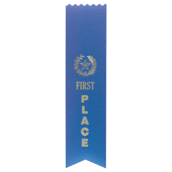 Blue 1st Place Pinked Top Ribbon