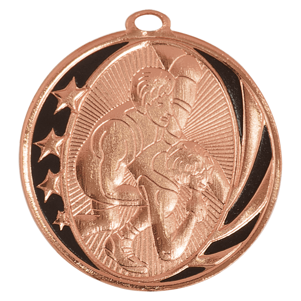 2" Bright Gold Wrestling Laserable MidNite Star Medal - Image 3