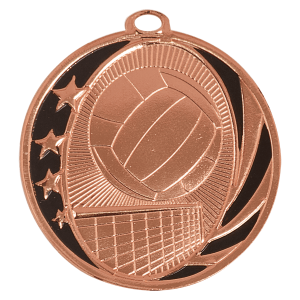 2" Bright Gold Volleyball Laserable MidNite Star Medal - Image 3