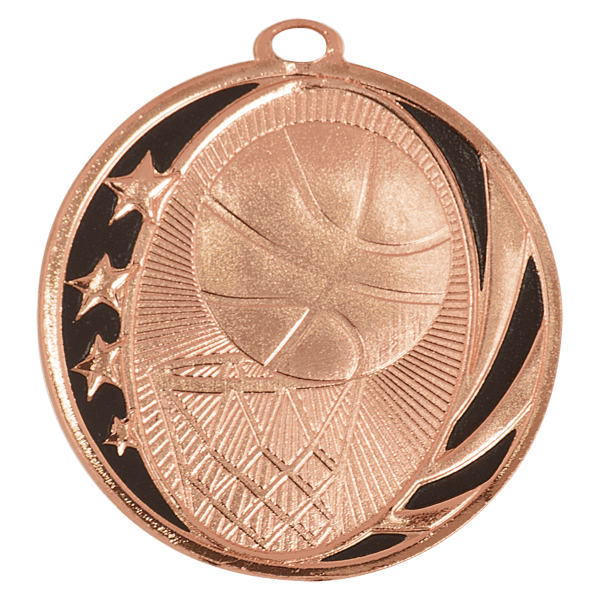 2" Bright Gold Basketball Laserable MidNite Star Medal - Image 3