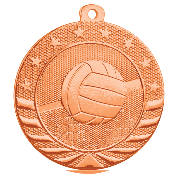 2" Bright Gold Volleyball Starbrite Medal - Image 3