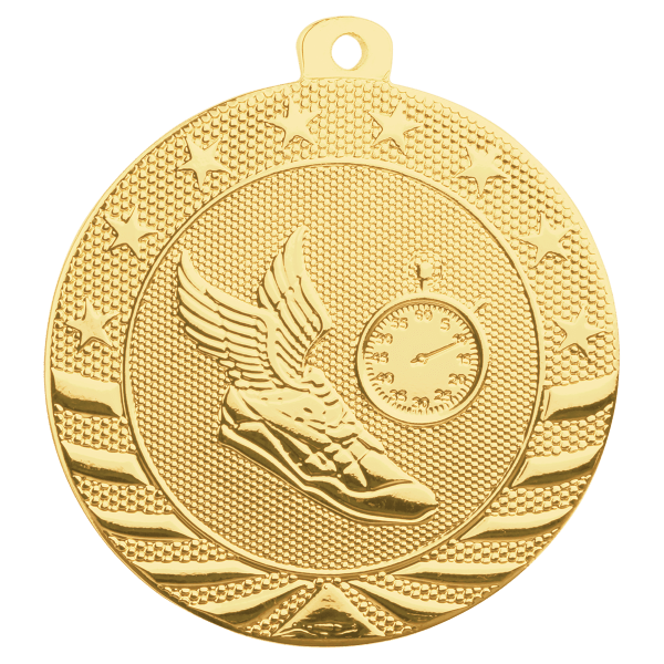 2" Bright Gold Track Starbrite Medal