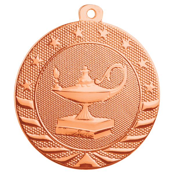 2" Bright Gold Lamp of Knowledge Starbrite Medal - Image 3