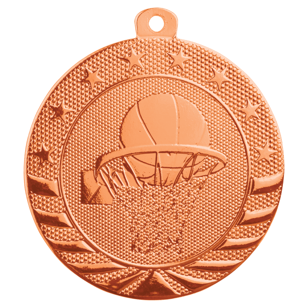 2" Bright Gold Basketball Starbrite Medal - Image 3