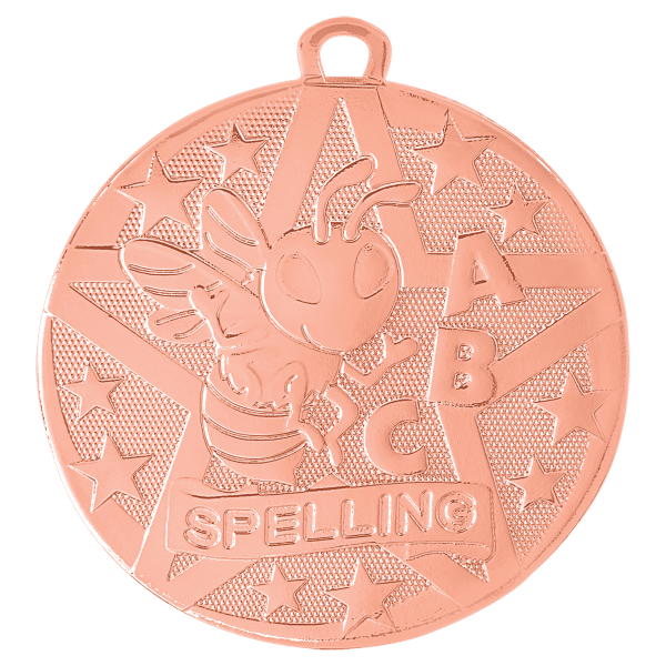 2" Gold Superstar Spelling Medal - Image 3